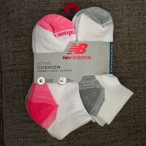 New Balance Ladies Active Cushion Socks - Pink, White, Gray